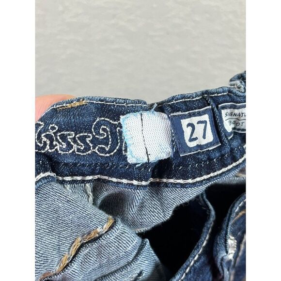 Miss Me Signature Boot Cut Bling Flap Pocket Medium Wash Jeans 27x29.5 *ALTERED* - Picture 9 of 16